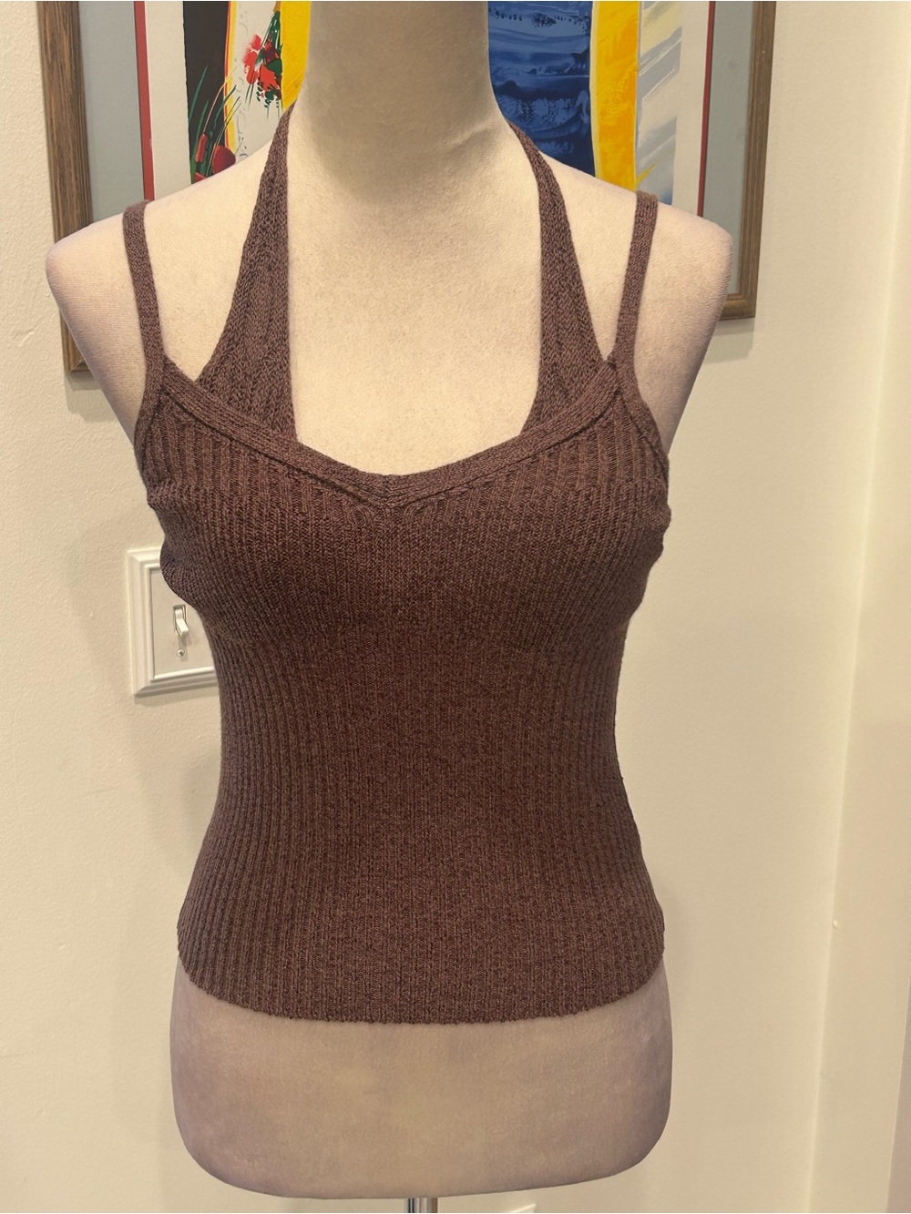 pistola Brown Ribbed Double-Strap Knit Camisole